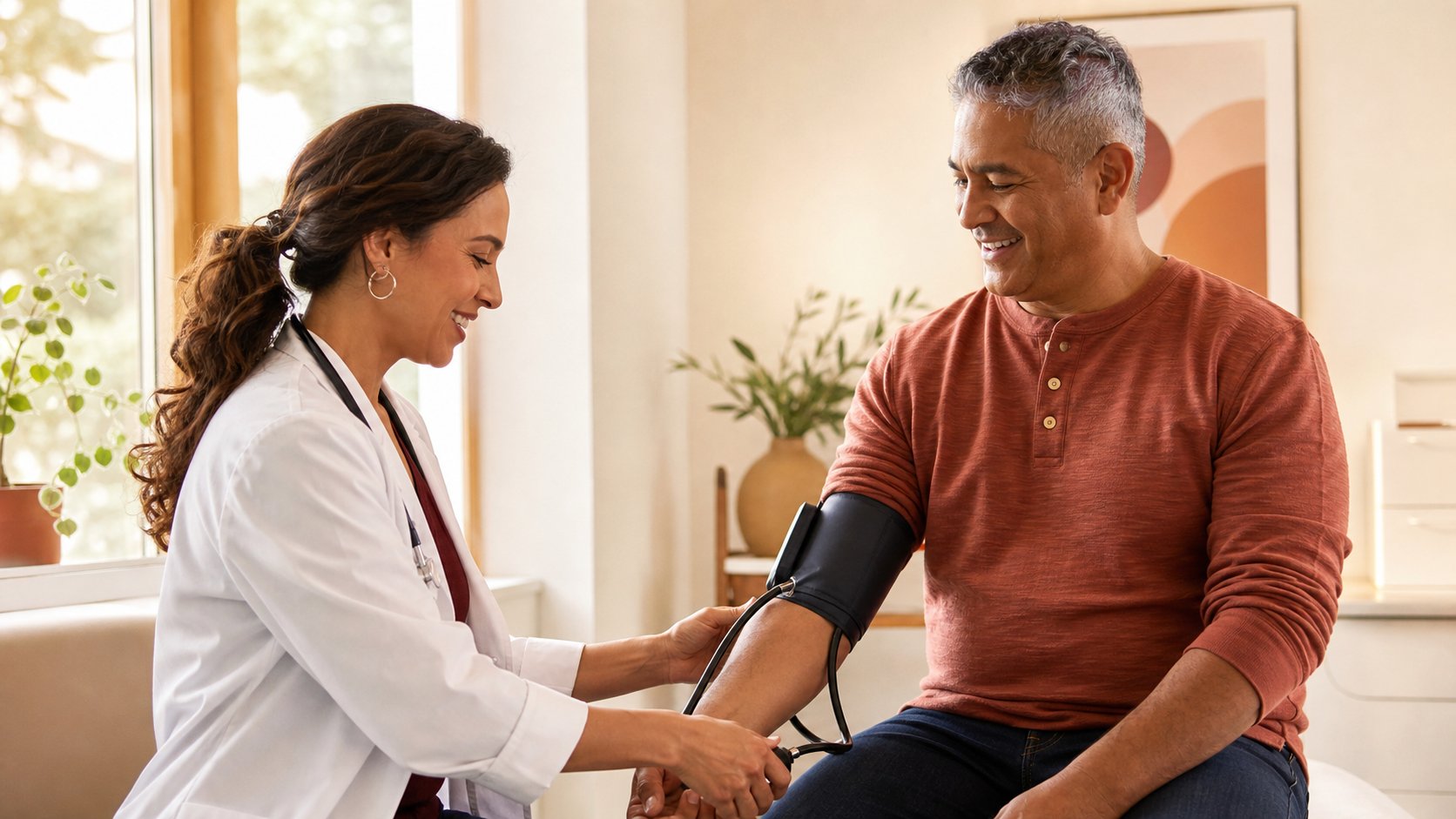 Clinician checking a patient’s blood pressure